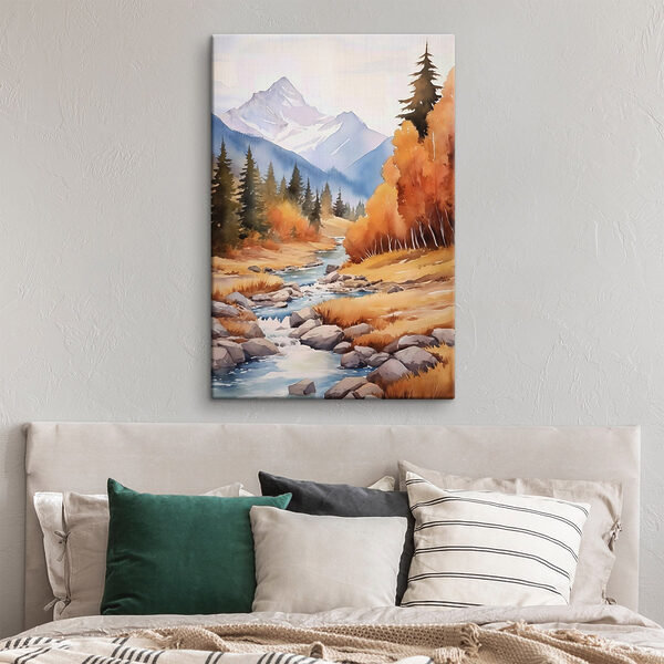 Tableaux Tableaux Aquarelle représentant une rivière traversant une forêt (UGS : s46187)