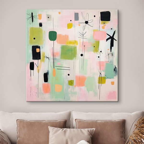 Painting of squares and flowers Painting of squares and flowers