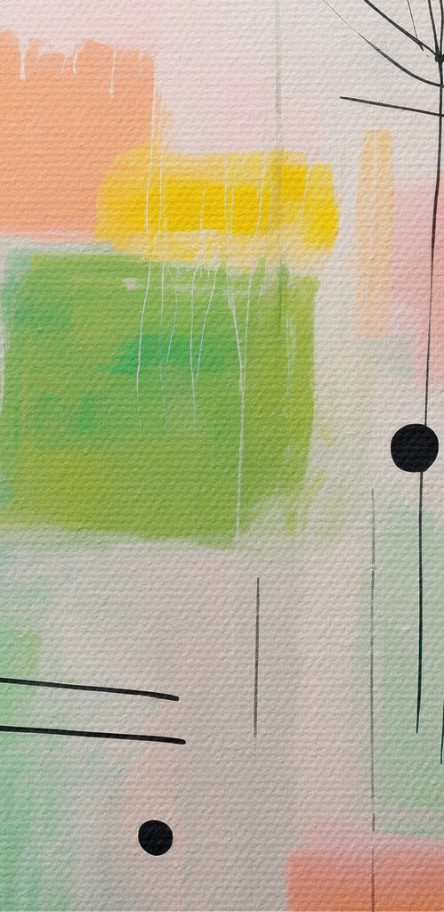 Painting of squares and flowers Painting of squares and flowers