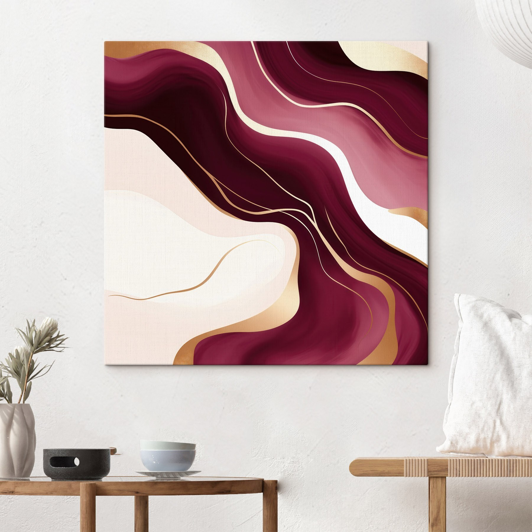 Flowing curves in warm hues
