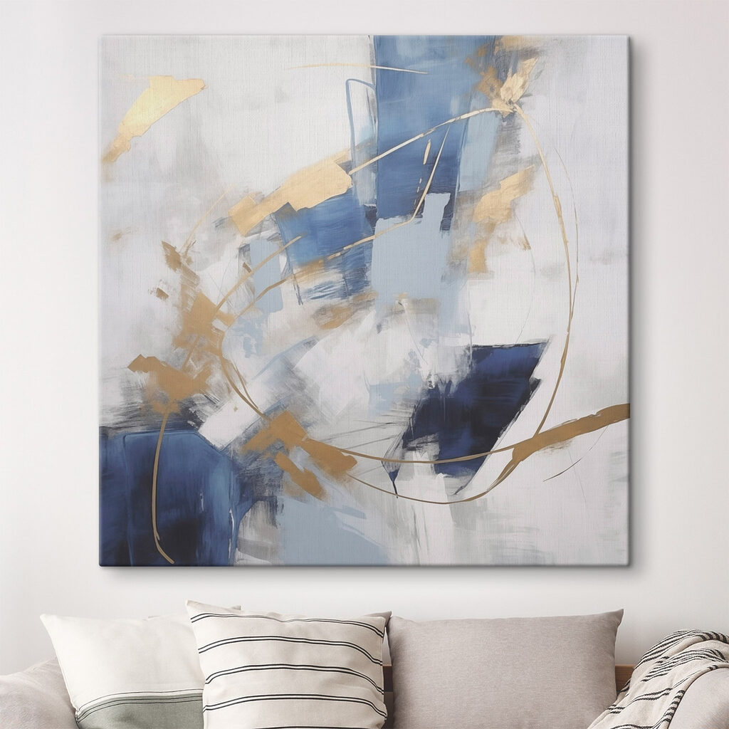 Peinture représentant un mur bleu et blanc Peinture représentant un mur bleu et blanc