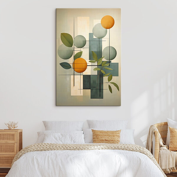 Œuvre d'art représentant des feuilles et des cercles Œuvre d'art représentant des feuilles et des cercles