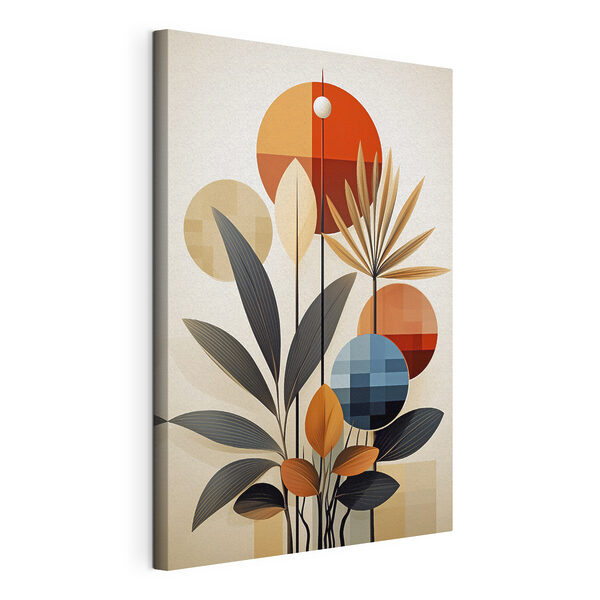 Tableaux Tableaux Plante avec des feuilles et des cercles (UGS : s46576)