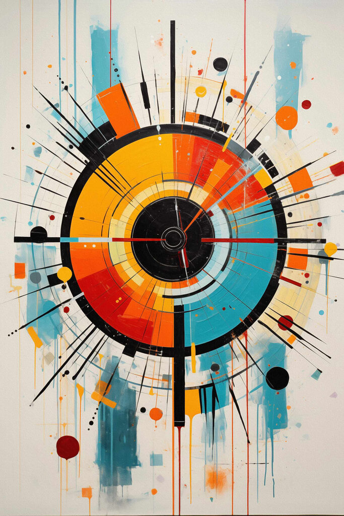 Colorful circle with lines and dots