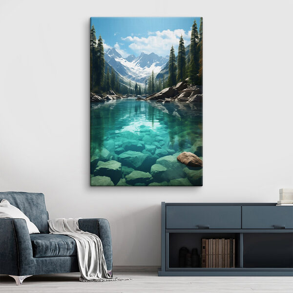 Tableaux Tableaux Lac de montagne avec des arbres et des rochers (UGS : s46514)