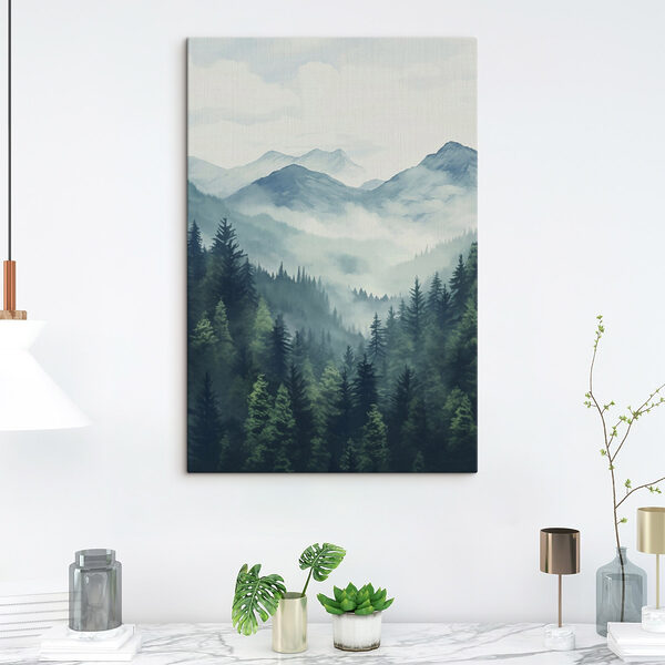 Tableaux Tableaux Paysage de montagnes et d'arbres (UGS : s46519)