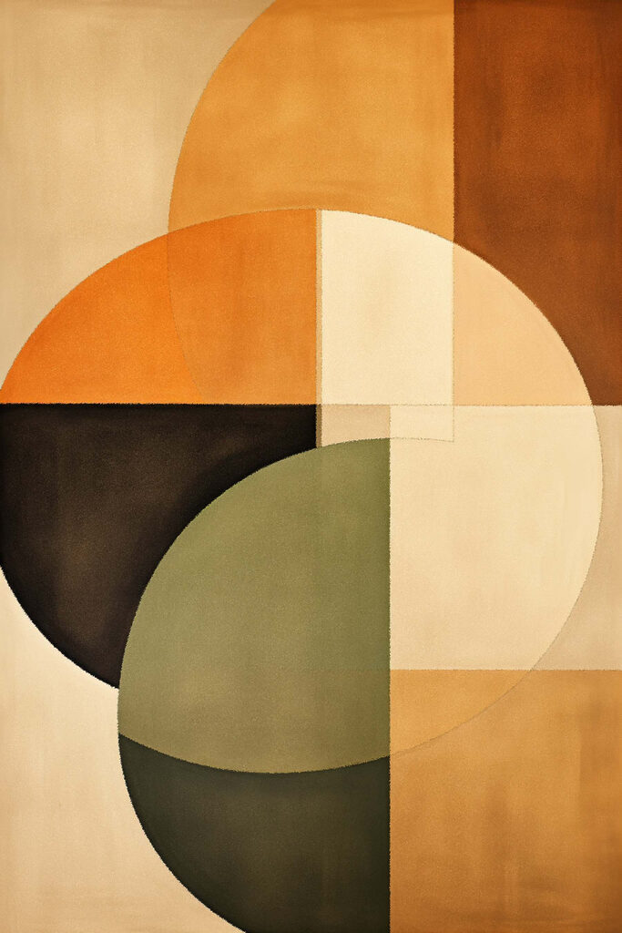 Colorful art piece with circles and squares Colorful art piece with circles and squares