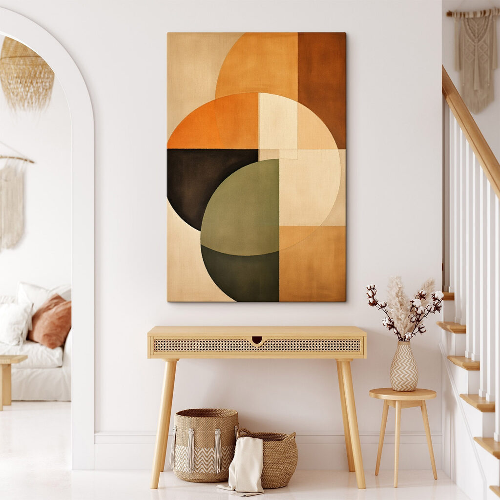 Colorful art piece with circles and squares Colorful art piece with circles and squares