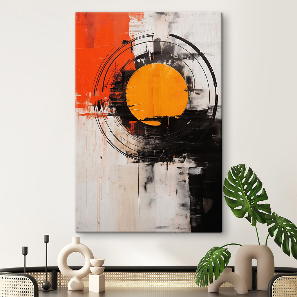Painting of a circle with a yellow circle in the middle Painting of a circle with a yellow circle in the middle