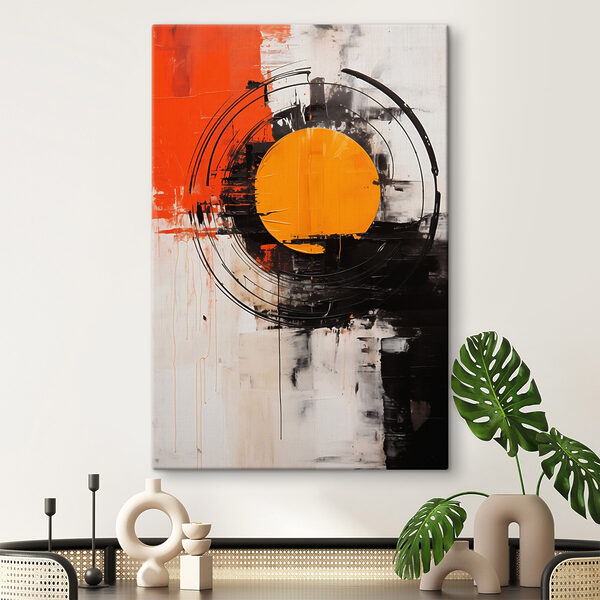 Tableaux Tableaux Peinture représentant un cercle avec un cercle jaune au centre (UGS : s46550)