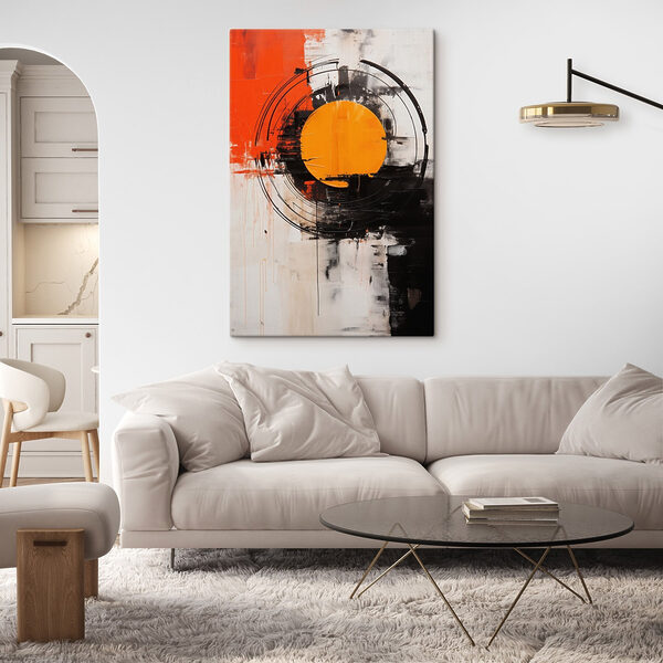 Painting of a circle with a yellow circle in the middle Painting of a circle with a yellow circle in the middle