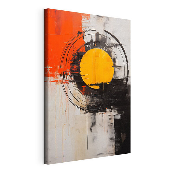 Peinture représentant un cercle avec un cercle jaune au centre Tableaux Peinture représentant un cercle avec un cercle jaune au centre