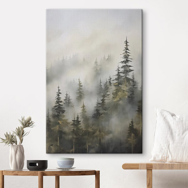 Tableaux Tableaux Forêt brumeuse avec des arbres (UGS : s46671)