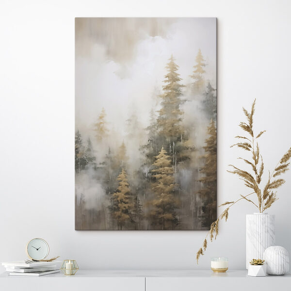 Tableaux Tableaux Forêt brumeuse avec des arbres (UGS : s46672)