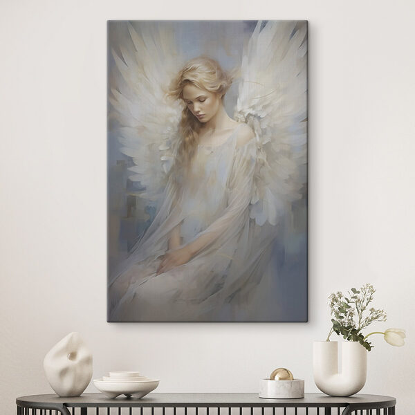 Tableaux Tableaux Femme en robe blanche avec des ailes (UGS : s46681)