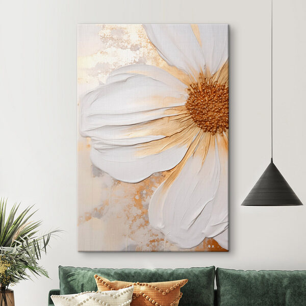 Tableaux Tableaux Grande fleur blanche rehaussée de touches dorées (UGS : s46692)