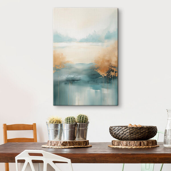 Painting of a landscape with trees and water Painting of a landscape with trees and water