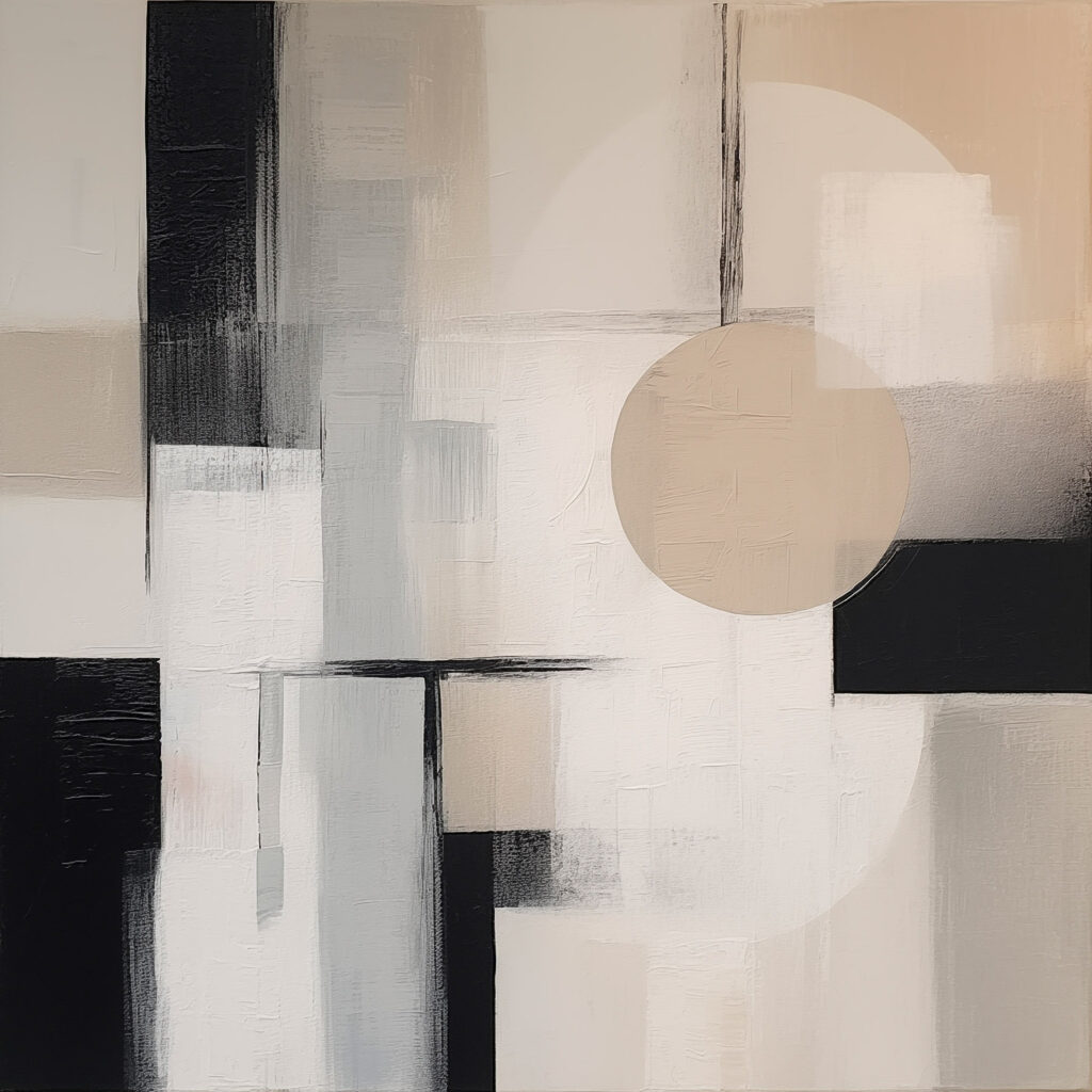 Painting of a circle and squares Painting of a circle and squares