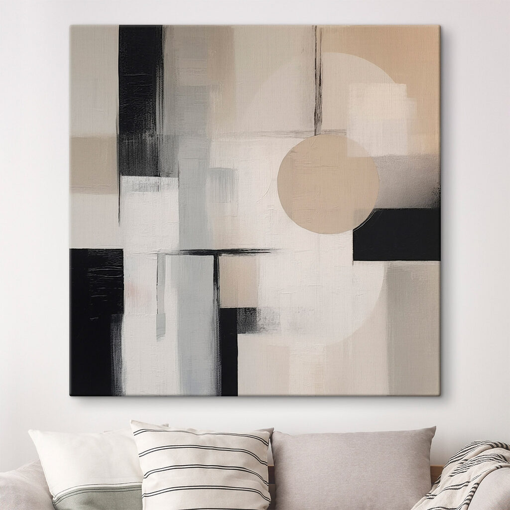 Painting of a circle and squares Painting of a circle and squares