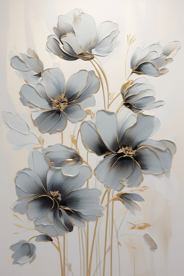 Painting of flowers on a white surface Painting of flowers on a white surface