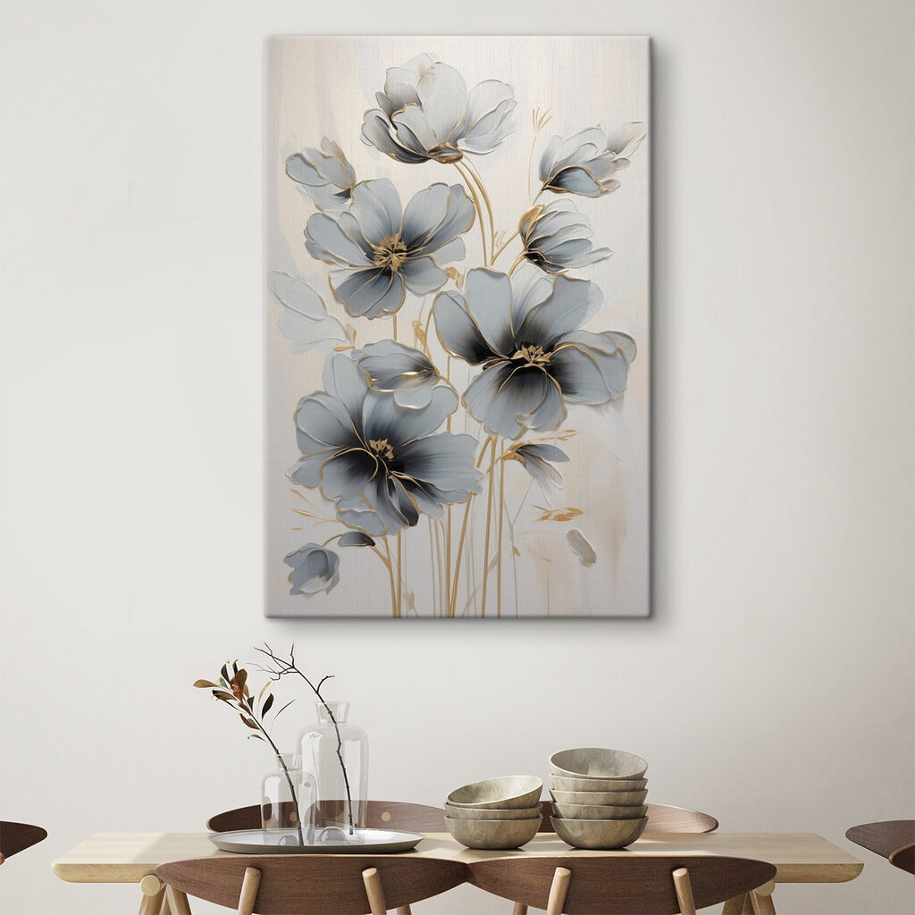 Painting of flowers on a white surface Painting of flowers on a white surface