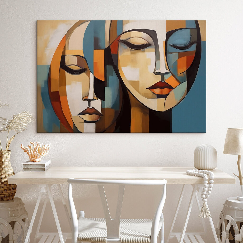 Painting of two women's faces