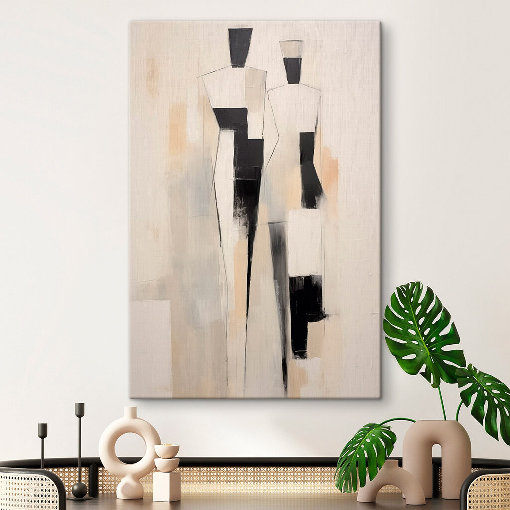 Painting of a person in black and white Painting of a person in black and white