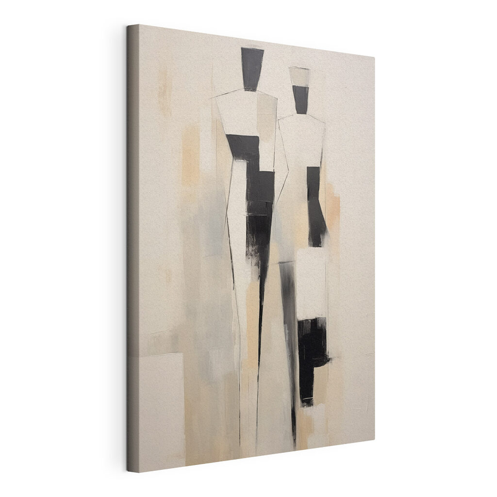 Painting of a person in black and white Painting of a person in black and white