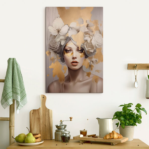 Painting of a woman with flowers in her hair Painting of a woman with flowers in her hair