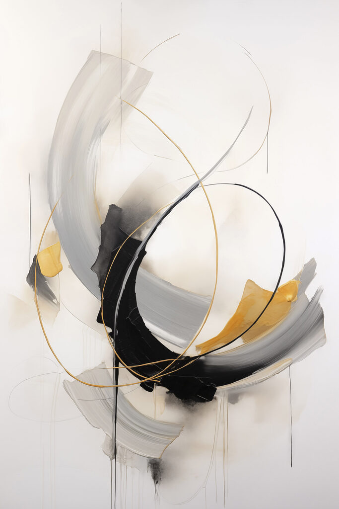 Painting of a black and yellow swirl Painting of a black and yellow swirl