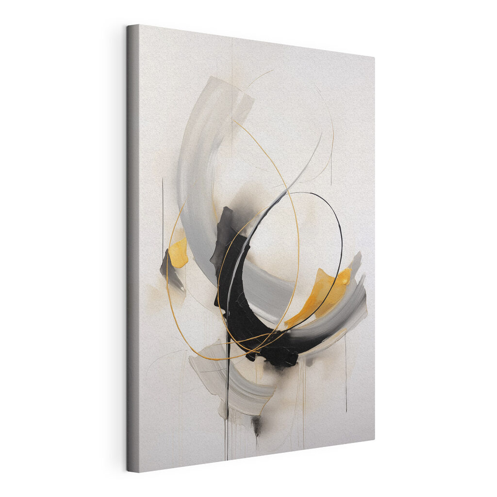 Painting of a black and yellow swirl Painting of a black and yellow swirl