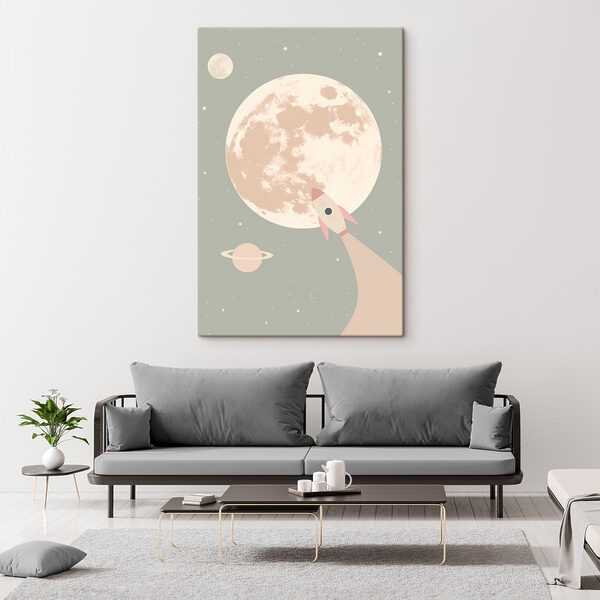 Tableaux Tableaux Une fusée survolant la Lune (UGS : s47067)