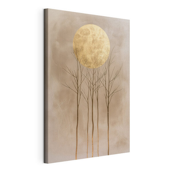 Tableaux Tableaux Un groupe d'arbres avec une grande lune jaune (UGS : s47083)