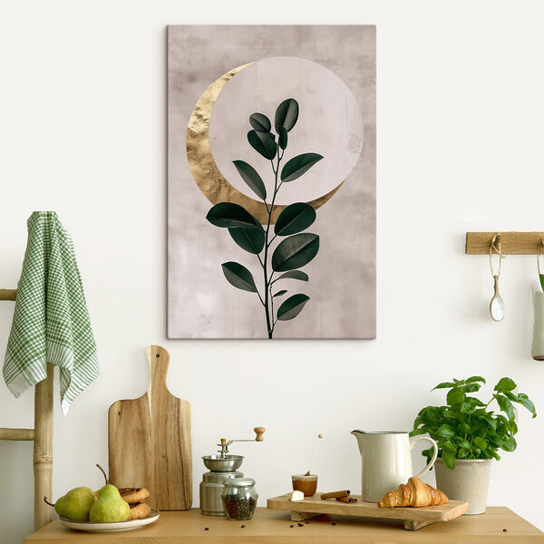 Plant with leaves and a moon Plant with leaves and a moon