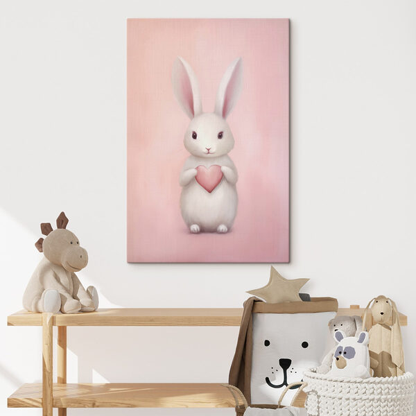 Tableaux Tableaux Lapin blanc tenant un cœur (UGS : s47146)