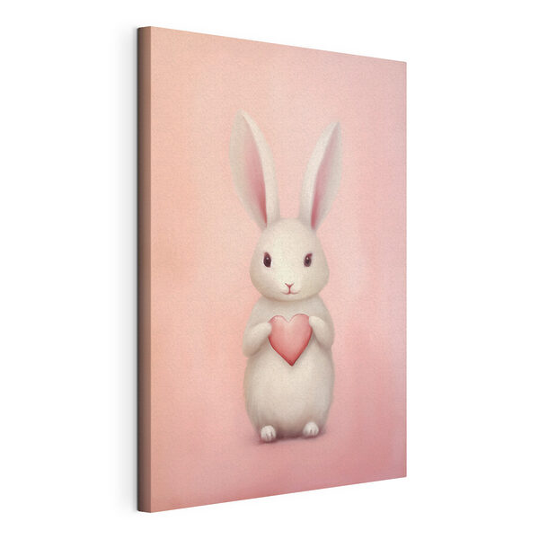 Tableaux Tableaux Lapin blanc tenant un cœur (UGS : s47146)