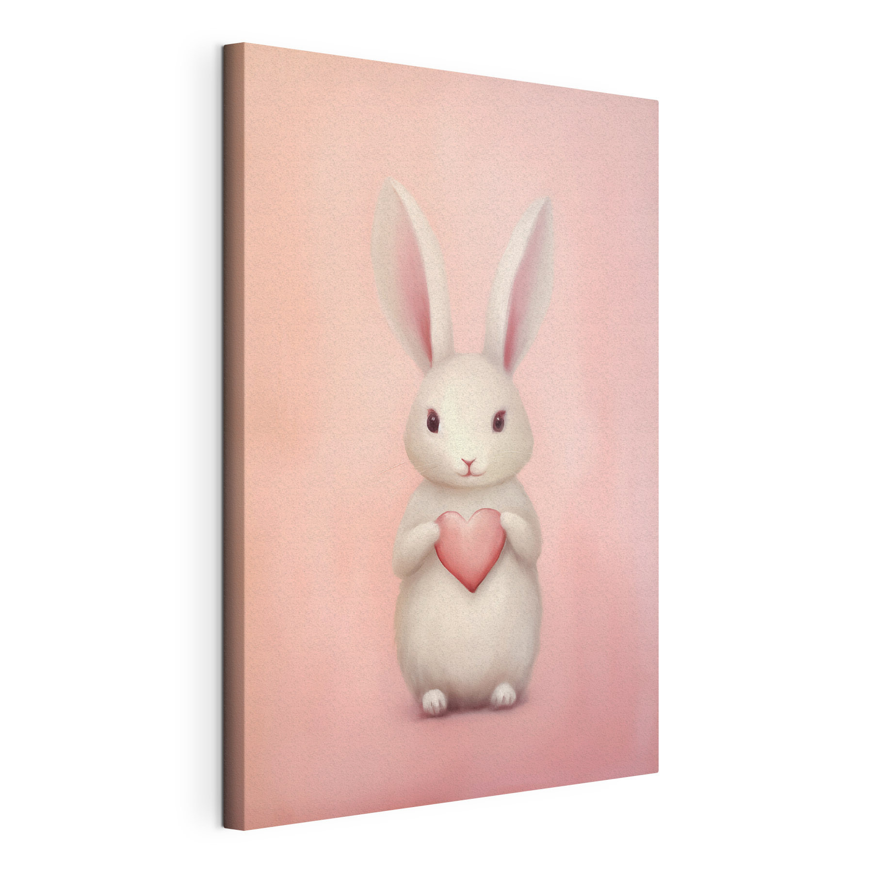 White rabbit holding a heart White rabbit holding a heart