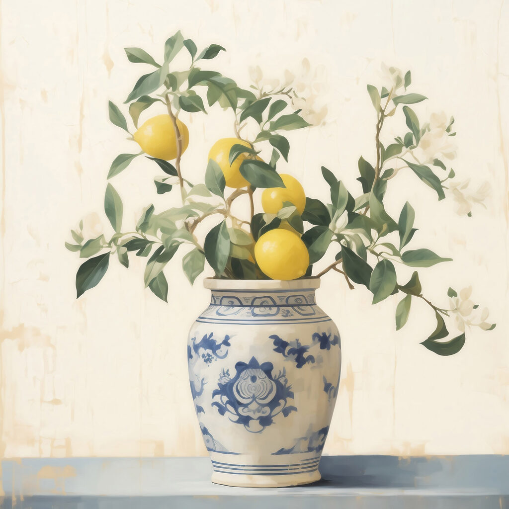 Vase with lemons in it