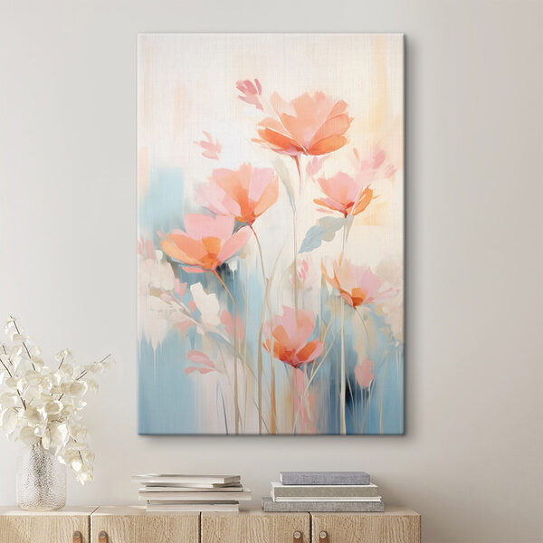Painting of flowers on a blue background