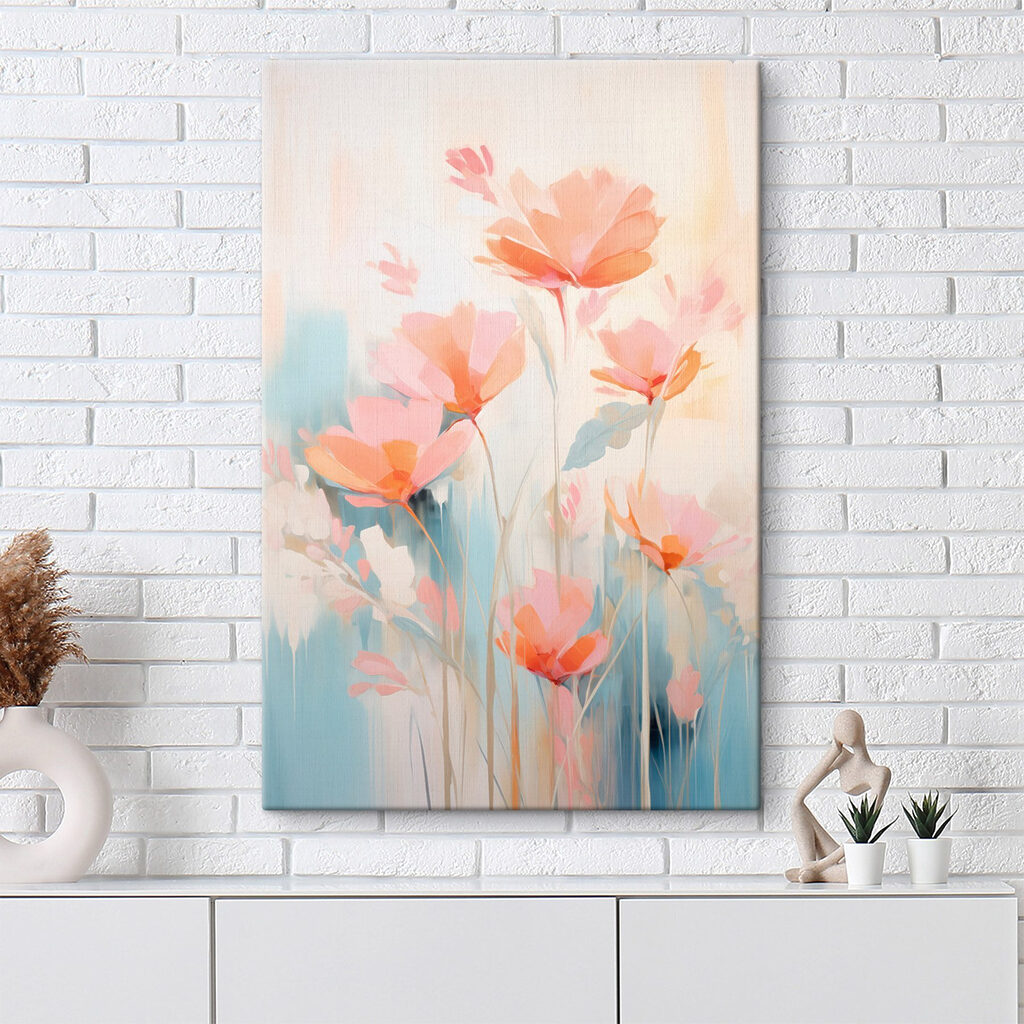 Painting of flowers on a blue background