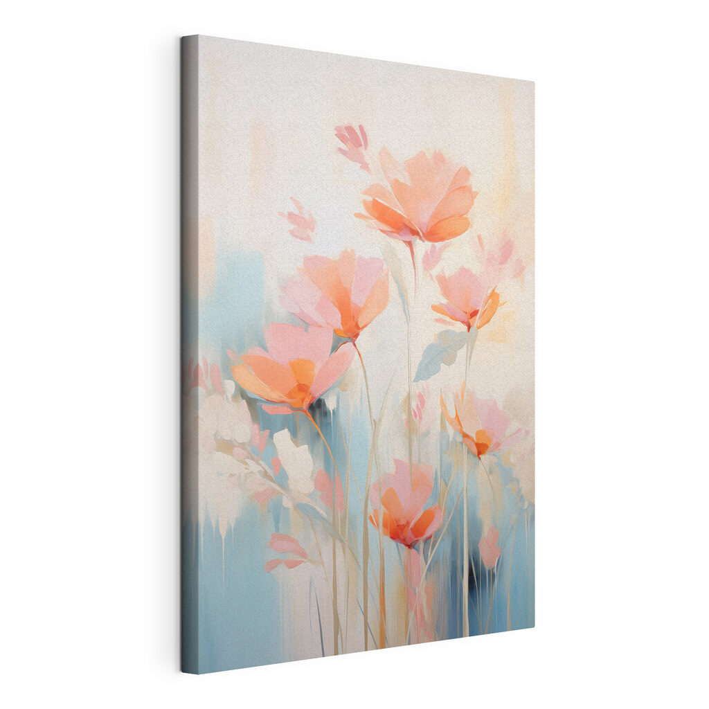 Painting of flowers on a blue background
