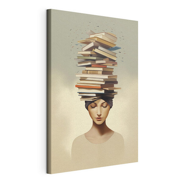 Tableaux Tableaux Une femme avec des livres sur la tête (UGS : s47333)