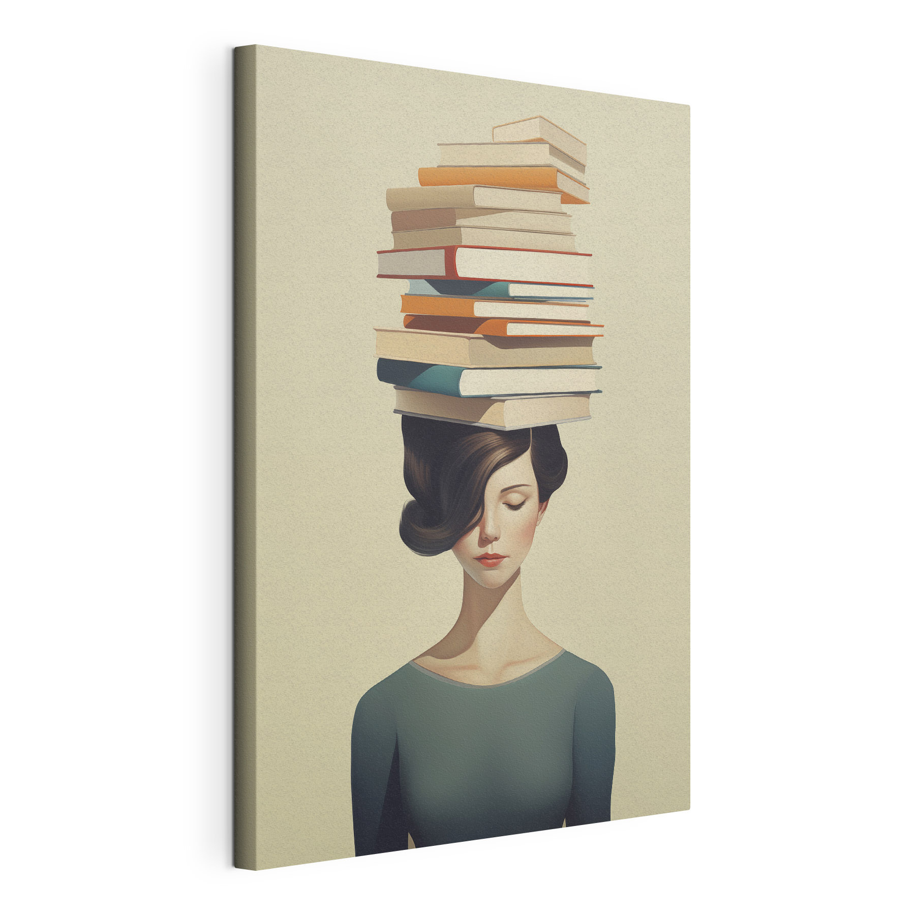 Woman with a stack of books on her head Woman with a stack of books on her head