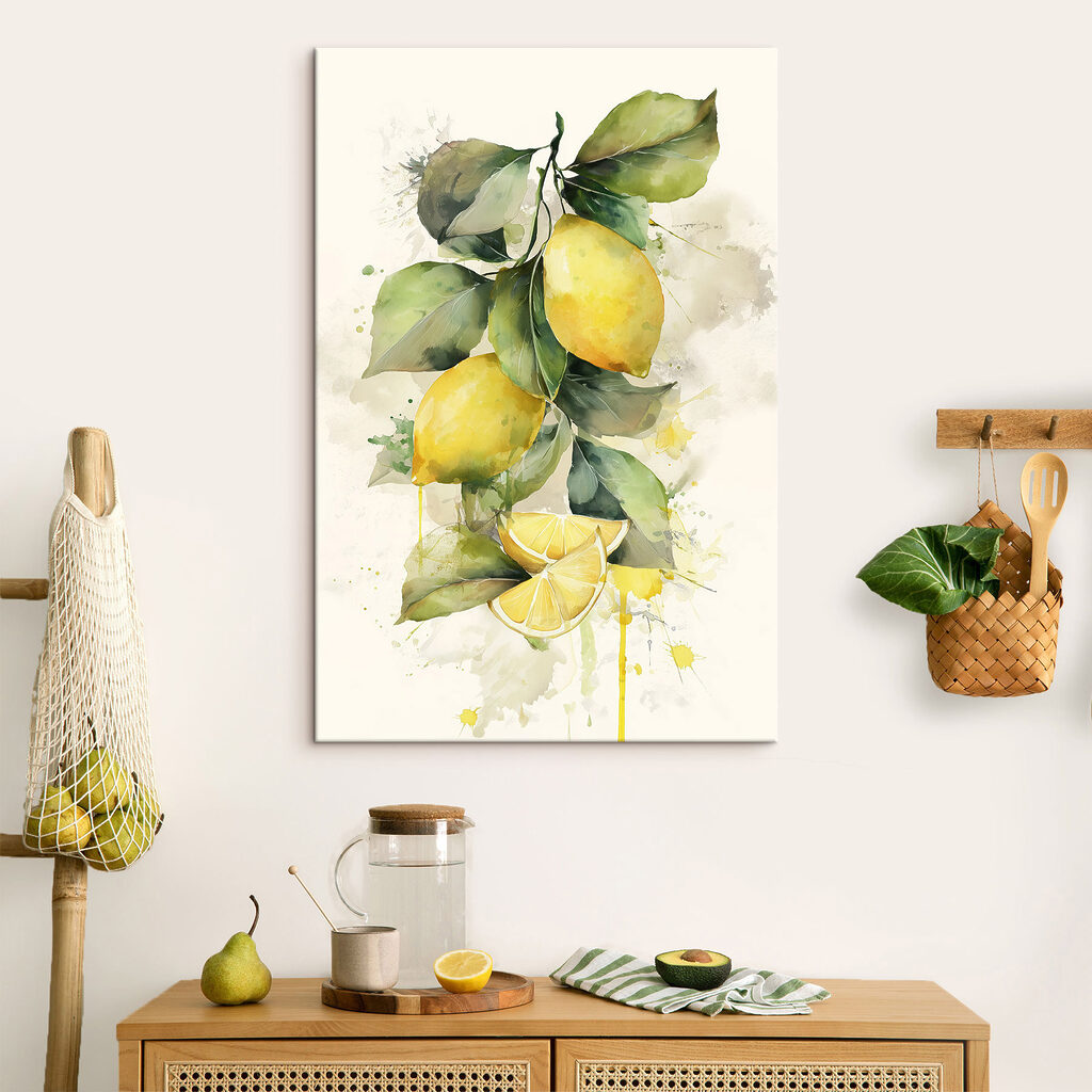 Aquarelle représentant des citrons et des feuilles Aquarelle représentant des citrons et des feuilles
