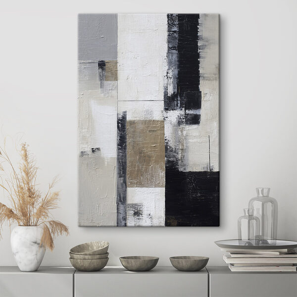 Tableaux Tableaux Peinture représentant un objet rectangulaire blanc et noir (UGS : s47133)