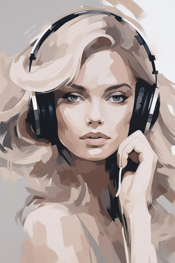 Woman wearing headphones Woman wearing headphones