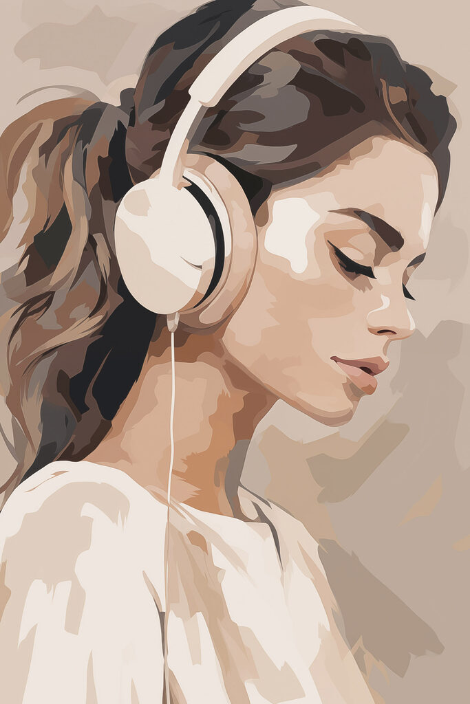 Woman wearing headphones Woman wearing headphones