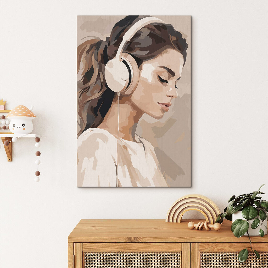 Woman wearing headphones Woman wearing headphones