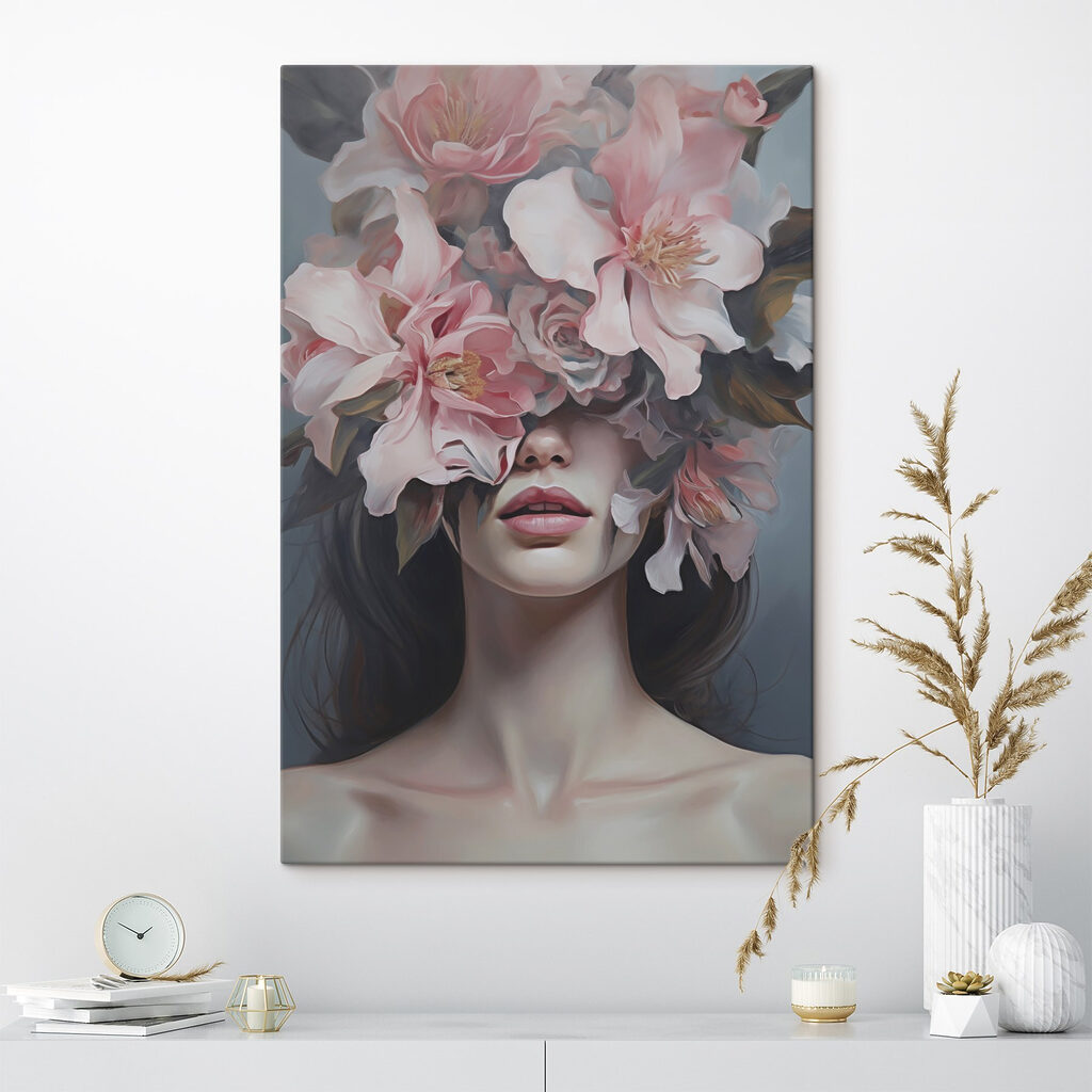 Woman with flowers on her face Woman with flowers on her face