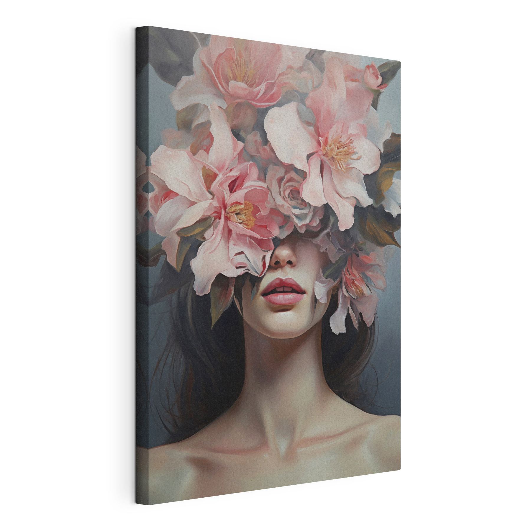 Woman with flowers on her face Woman with flowers on her face